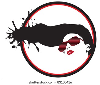 Vector abstract woman in glasses
