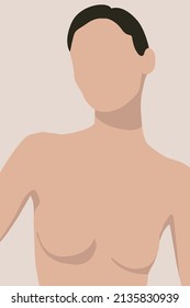 Vector abstract women portrait. International Women's Day. Minimalistic style with beautiful, confident woman and bouquets. Perfect for interior design, page decoration, web and other.