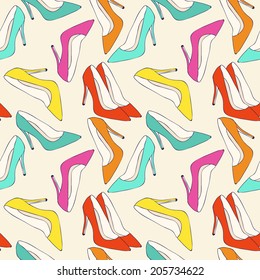 Vector abstract women shoe seamless pattern.