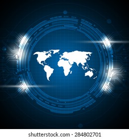 vector abstract world map technology concept background