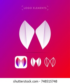 Vector abstract X letter origami paper template. Material design, flat, line-art style. Corporate identity 