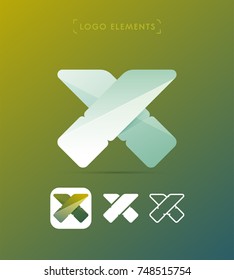 Vector abstract X letter origami paper template. Material design, flat, line-art style. Corporate identity 