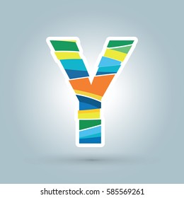 Vector abstract Y geometric letter logo template. Overlapping transparent wave elements composition