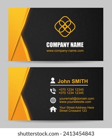 Vector abstract yellow and black business card template