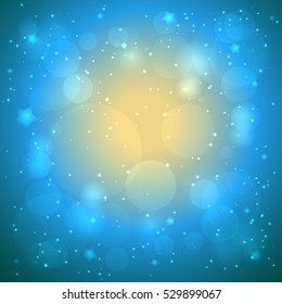 Vector abstract yellow and blue gradient background with bokeh and shining effects.