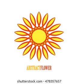 Vector Abstract Yellow Flower Mandala Icon over white