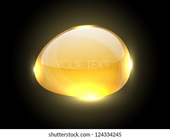 Vector abstract yellow glossy glowing glass banner