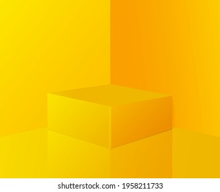 Vector abstract yellow mock up composition with podium design