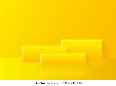 Vector abstract yellow mock up composition with podium design