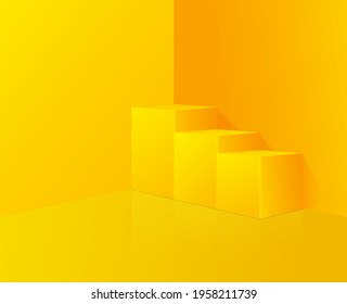 Vector abstract yellow mock up composition with podium design