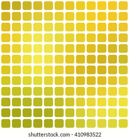 Vector abstract yellow mosaic background with rounded square tiles over white, square format.