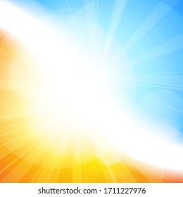 Vector : Abstract yellow and orange sun shine with bokeh