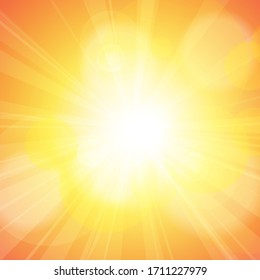 Vector : Abstract yellow and orange sun shine with bokeh