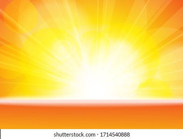 Vector : Abstract yellow and orange sun shine with bokeh