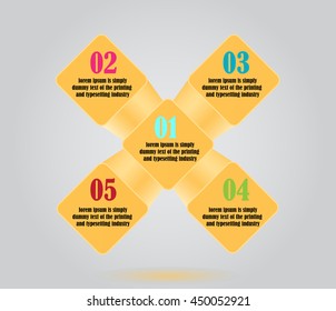 Vector abstract yellow squares background business infographic