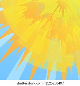 Vector abstract, yellow summer sun geometric background.