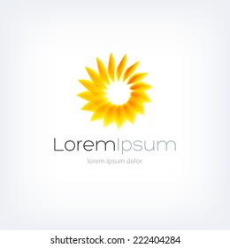 Vector abstract yellow sun logo design template