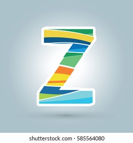 Vector abstract Z geometric letter logo template. Overlapping transparent wave elements composition