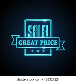 vector abstraction blue neon transfer template classic isolated black sign storehouse business blue glowing luxurious light aged traditional quality flag worth value letterhead purchase deal contract