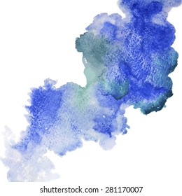 vector abstraction of blue watercolor stain on white background