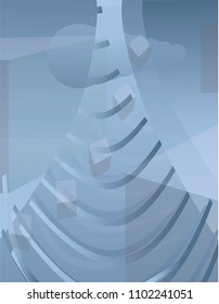 Vector abstraction business concept development and aspiration up the ladder with geometric elements and symbols