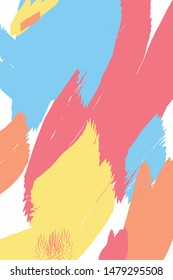 Vector abstraction with colorful strokes. Abstract background with pink, blue and yellow colors