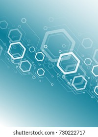 Vector abstraction, concept, technology, hexagon elements, light background with geometry