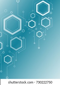 Vector abstraction, concept, technology, hexagon elements, light background with geometry