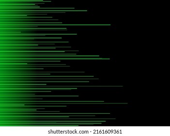 Extracción vectorial de rayas verdes fluorescentes sobre un fondo negro