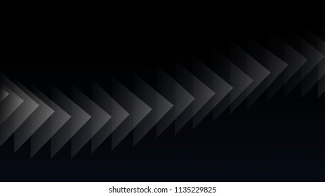 Vector abstraction geometric Transparent gradient glowing pattern from triangles wave on black blue background isolate.