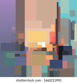 Vector abstraction illustration of city in simple minimal geometric flat style
