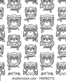vector, abstraction, illustration, owl, branch, beak, decorative, logo, design element, seamless pattern