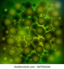 Vector abstraction. Microorganisms in water. Bacteria green