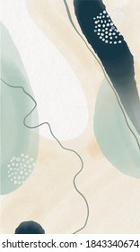 Vector. Abstraction. Minimalistic style. Pictorial postcards. Strokes of brushes and paints. Paint, watercolor, lines, pastel colors, the texture.