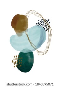 Vector. Abstraction. Minimalistic style. Pictorial postcards. Strokes of brushes and paints. Paint, watercolor, lines, pastel colors, the texture.