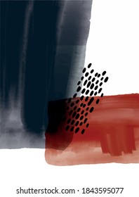 Vector. Abstraction. Minimalistic style. Pictorial postcards. Strokes of brushes and paints. Paint, watercolor, lines, pastel colors, the texture.