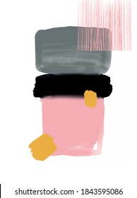 Vector. Abstraction. Minimalistic style. Pictorial postcards. Strokes of brushes and paints. Paint, watercolor, lines, pastel colors, the texture.
