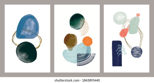 Vector Abstraction. Painting. Pictorial postcards. Paint, brushstrokes, lines, spots. Paintings for the interior.