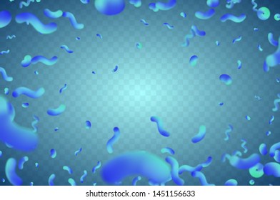 Vector abstraction of particles on a transparent background, geometric shapes, the illusion of 3d depth of field