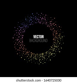
Vector abstraction round color spectrum frame. Spray dots in a circle.