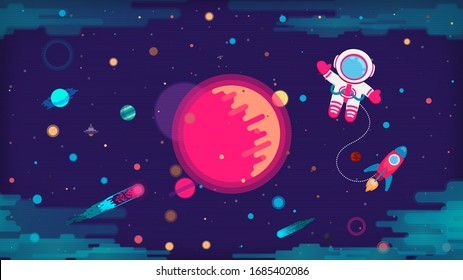 Extracción vectorial, caminata espacial, fondo de caricatura