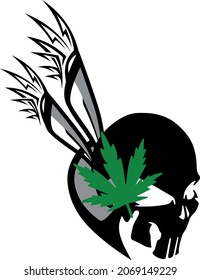 vector abstraction sticker skull and cannabis