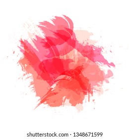 Vector Abtract Brush Strokes, Grunge Style, Background Colorful Template, Living Coral Color.