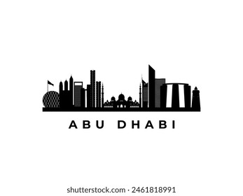 Vector Abu Dhabi skyline. Travel Abu Dhabi famous landmarks. Business and tourism concept for presentation, banner, web site.