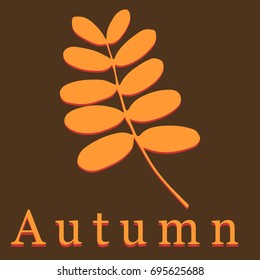 Vector acacia leaf. Autumn illustration on brown background for calendar.