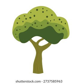 vector acacia tree with wide umbrella-shaped crown, simple cartoon style