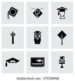 Vector Academic cap icon set on gray background