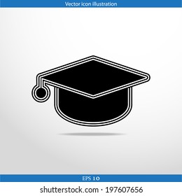 Vector academic cap web flat icon