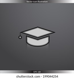 Vector academic cap web flat icon in circle