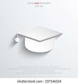 Vector academic cap web flat icon. Eps 10 illustration.